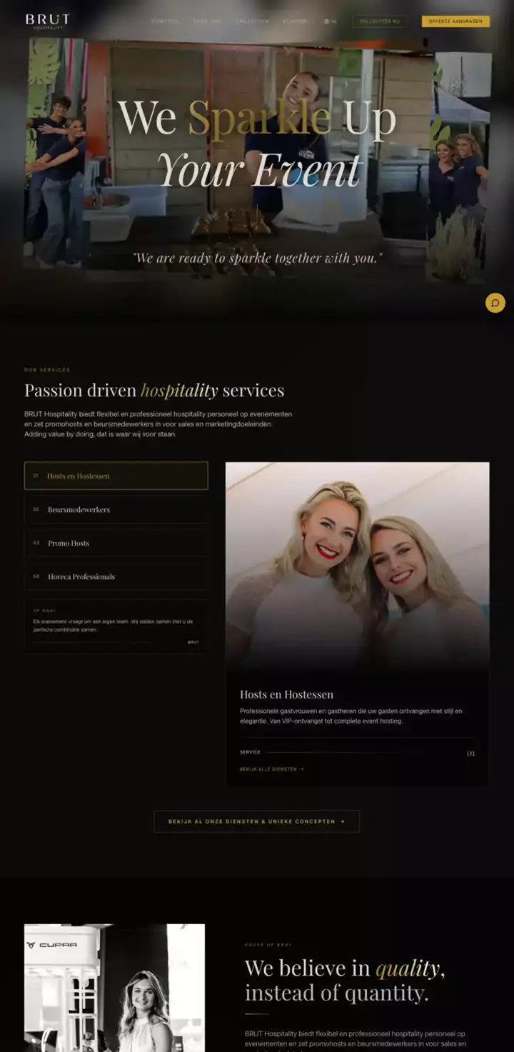 Website of BRUT Hospitality