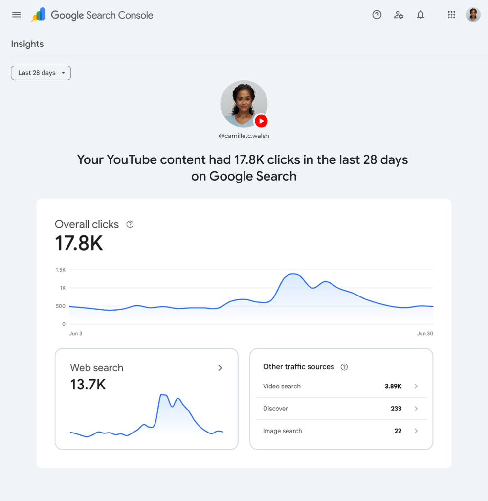 search console social video platforms